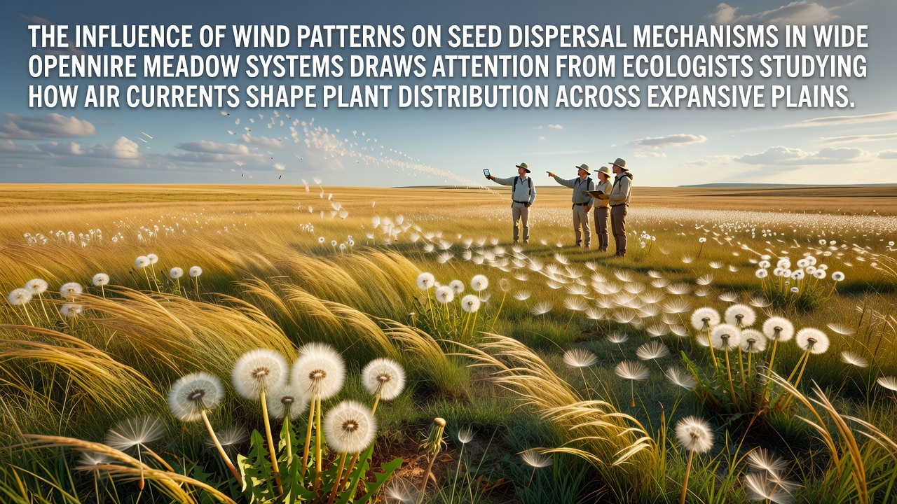 Wind Currents Shape Seed Movement Across Expansive Meadow Landscapes